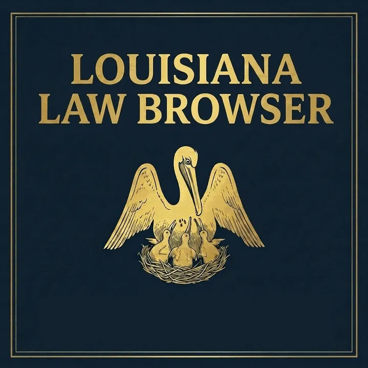 The Louisiana Law Browser — a gold pelican-in-her-piety on a navy field